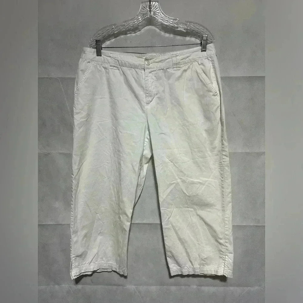 Columbia PFG Women’s Size 12 White Capris Pants Cropped Cotton Comfy